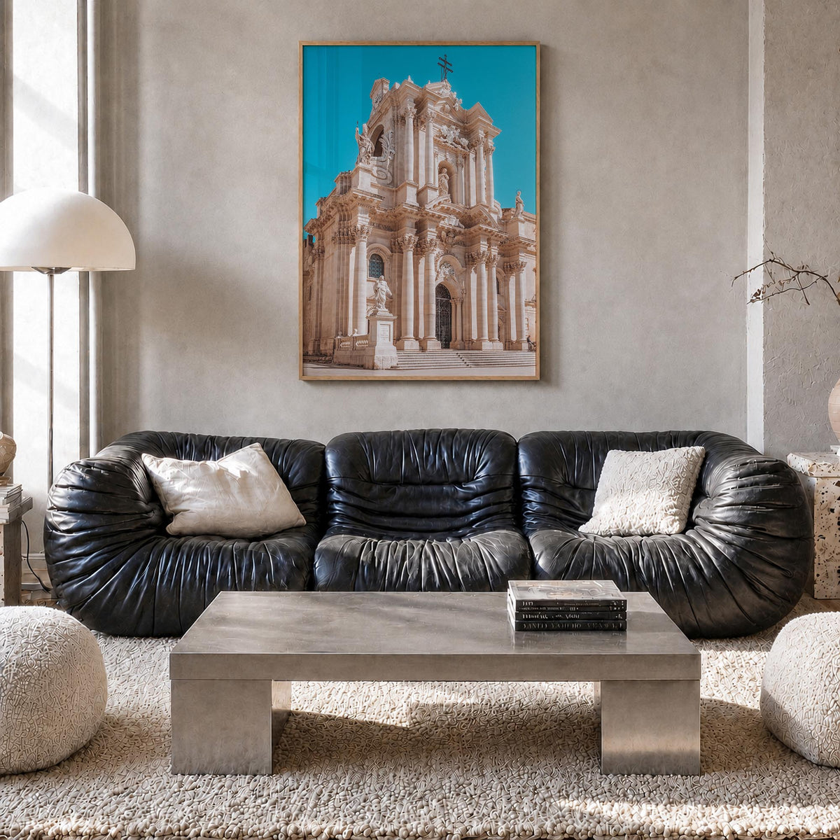 Syracuse, Italy no. 2 colorful photo poster of Italy – vertical wall art in natural wood frame, hanging on wall