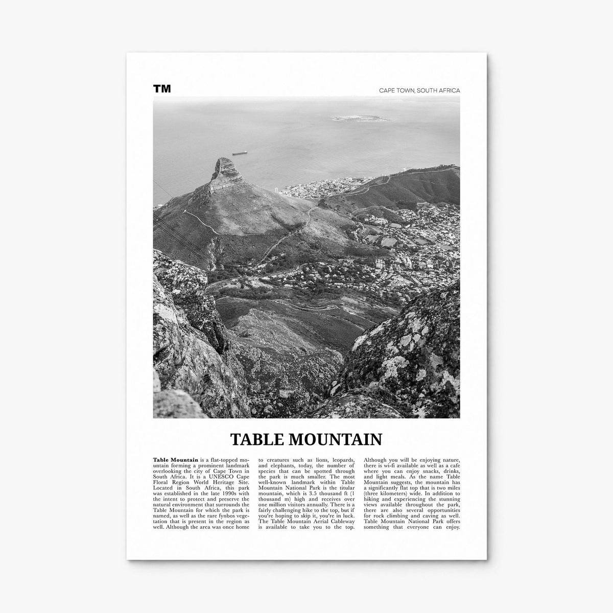 Table Mountain Newspaper Poster, print only (unframed)