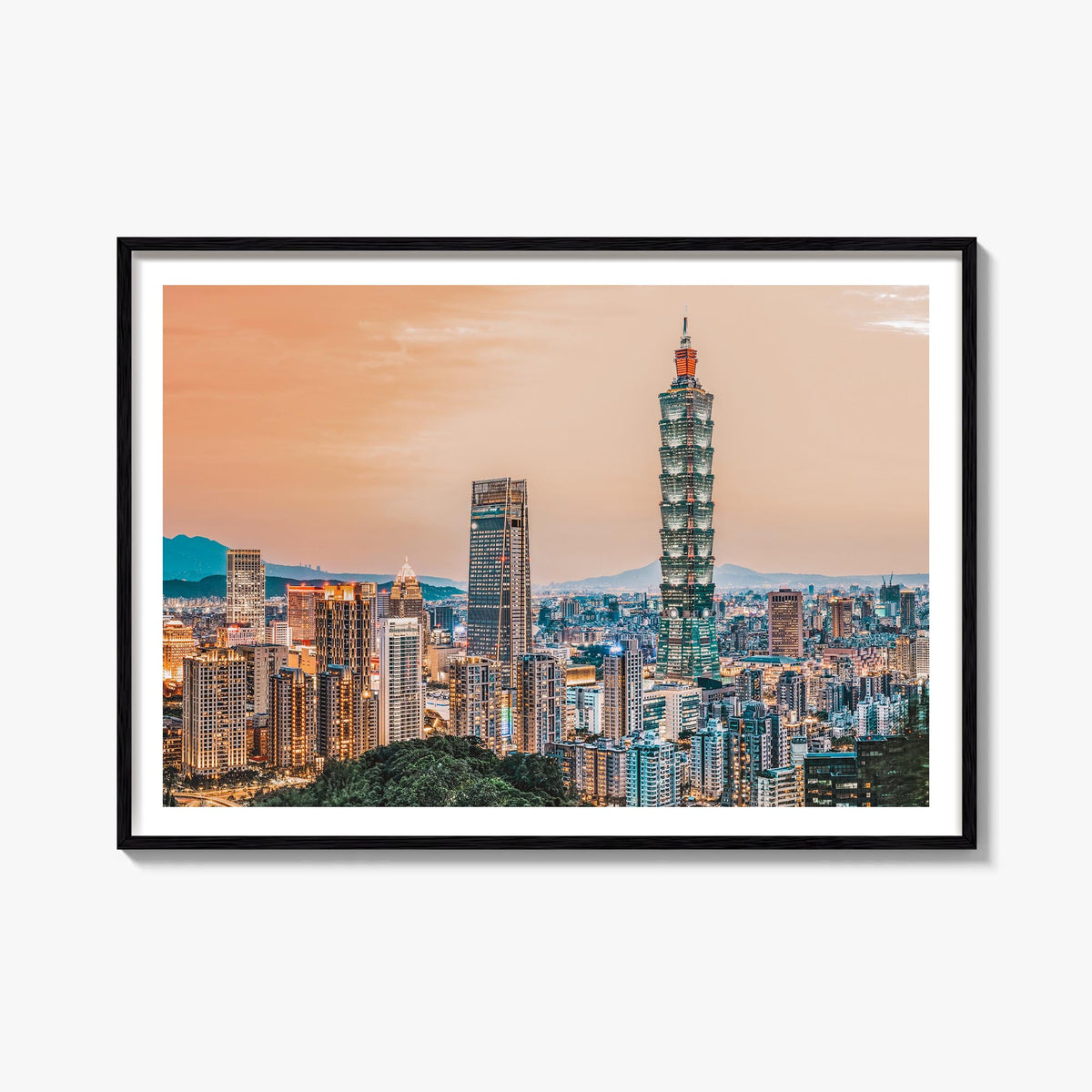 Taipei colorful photo poster of Taiwan – horizontal wall art, unframed print shown in interior mockup