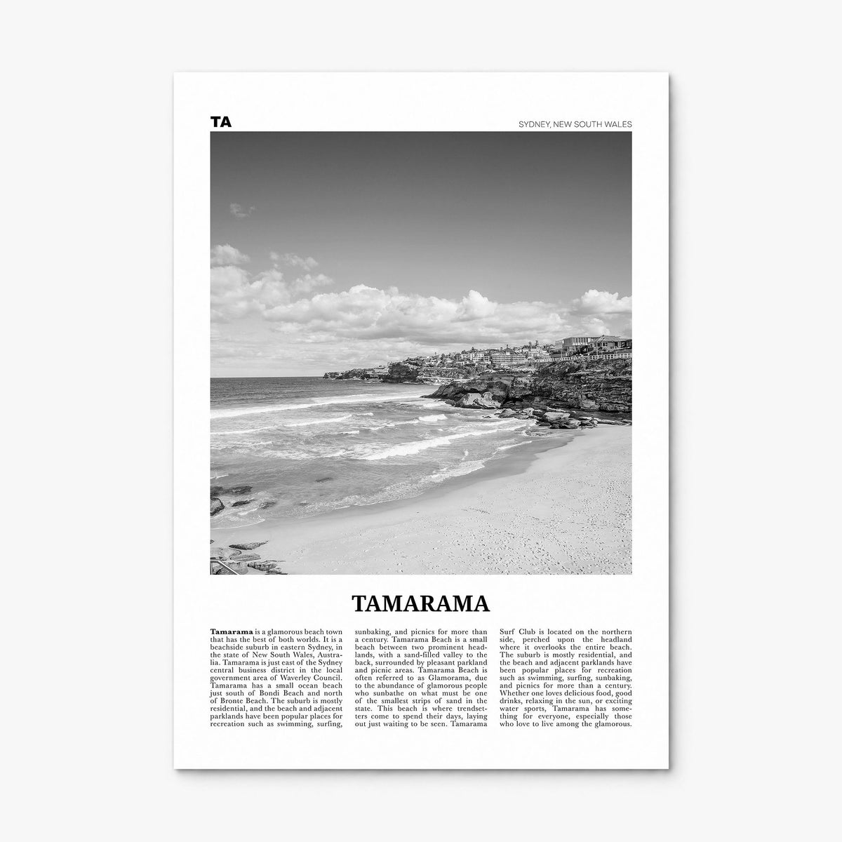 Tamarama Newspaper Poster, print only (unframed)