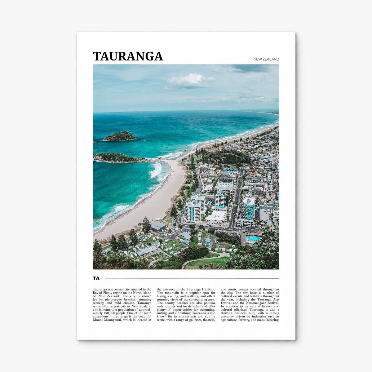 Tauranga Travel Poster, print only (unframed)