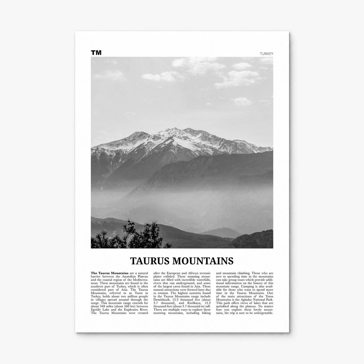Taurus Mountains Newspaper Poster, print only (unframed)