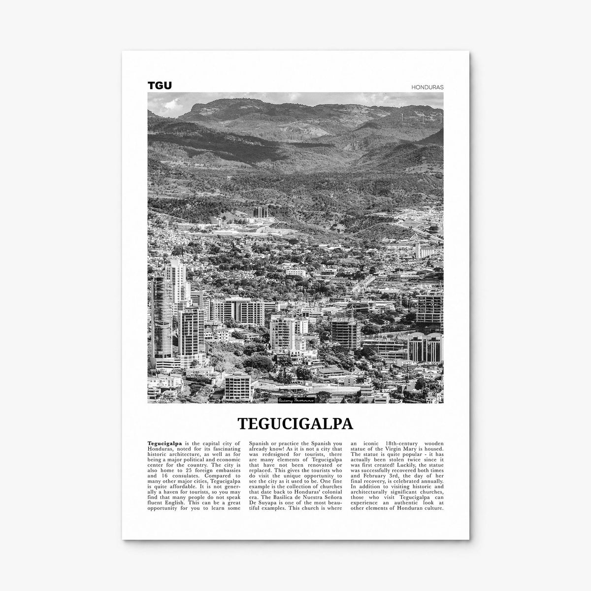 Tegucigalpa Newspaper Poster, print only (unframed)