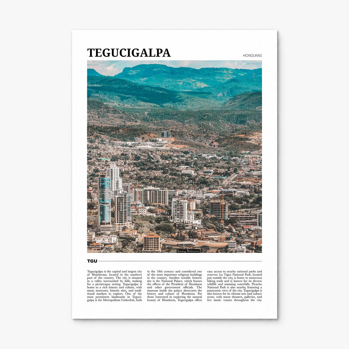 Tegucigalpa Travel Poster, print only (unframed)