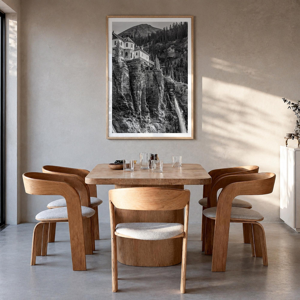 Telluride no. 2 black & white photo poster of Colorado, USA – vertical wall art in natural wood frame with white border, hang