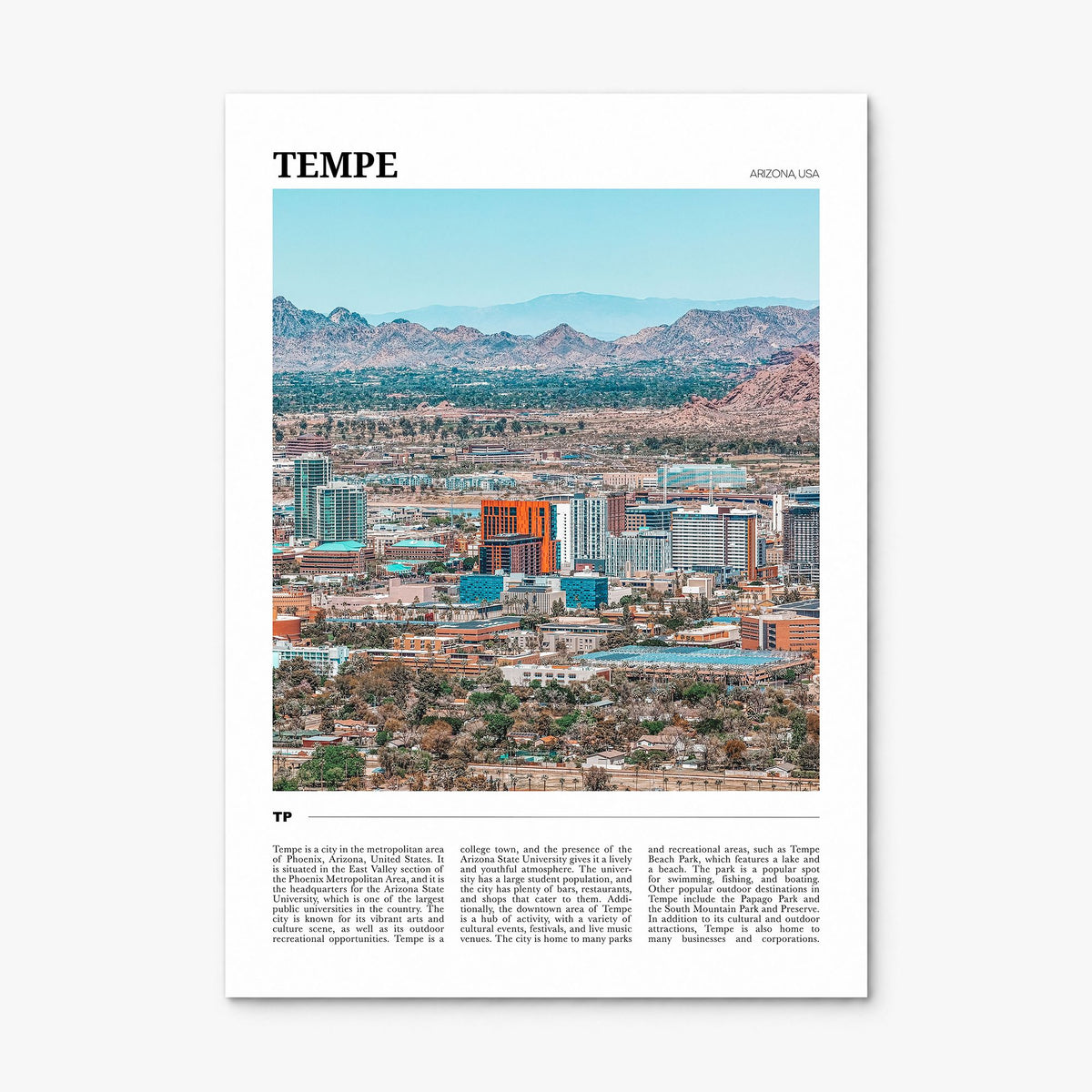 Tempe Travel Poster, print only (unframed)