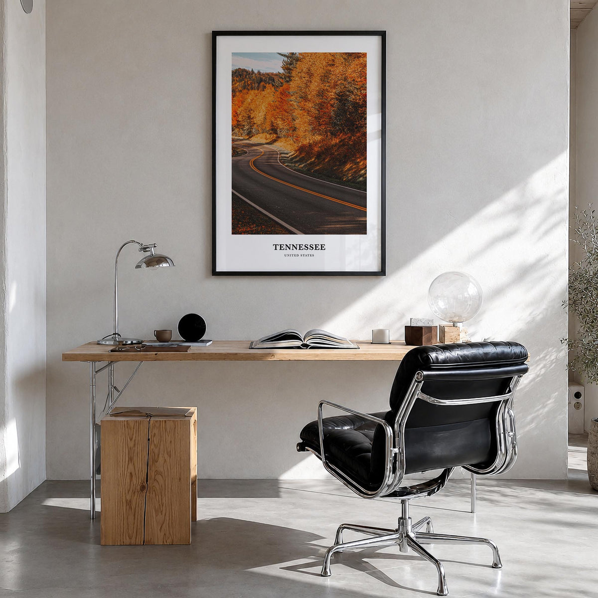 Tennessee no. 2 colorful classic poster of United States – vertical wall art in black wood frame, hanging on wall