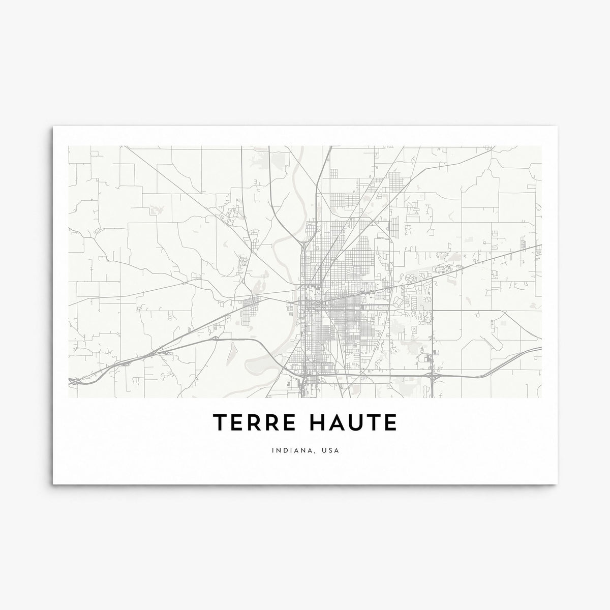 Terre Haute Map Poster, print only (unframed)