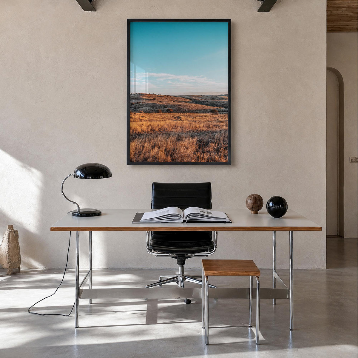 Texas colorful photo poster of United States – vertical wall art in black wood frame, hanging on wall