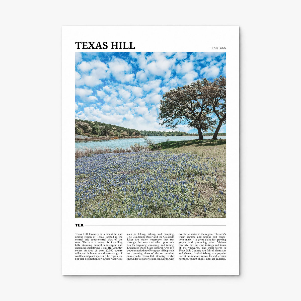 Texas Hill Country Travel Poster, print only (unframed)