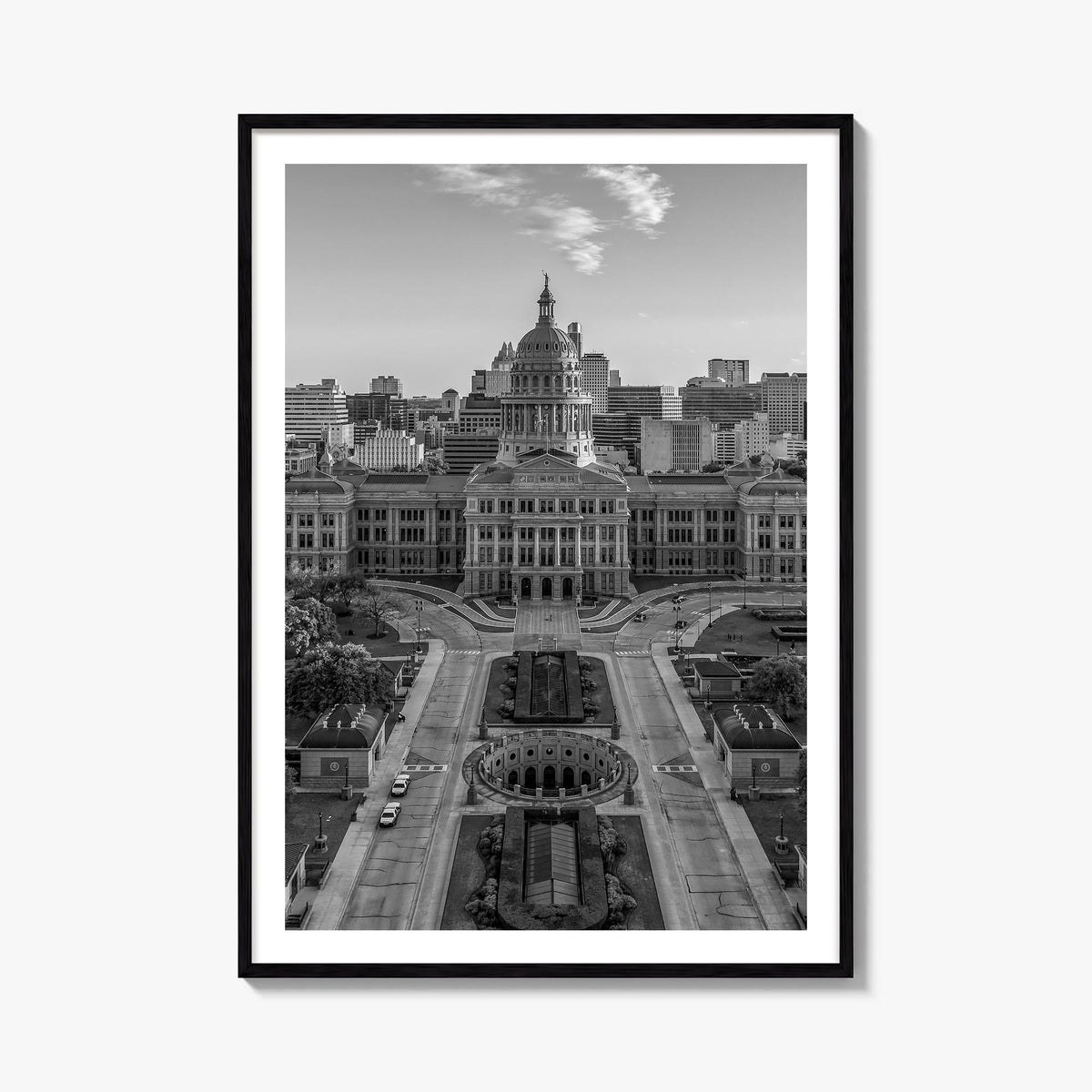 Texas no. 3 black & white photo poster of United States – vertical wall art, unframed print shown in interior mockup