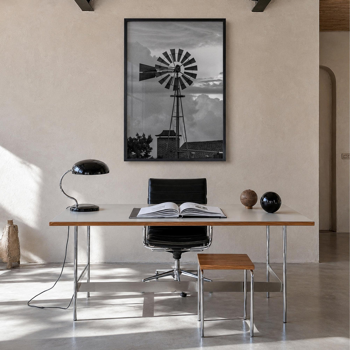 Texas no. 4 black & white photo poster of United States – vertical wall art in black wood frame, hanging on wall