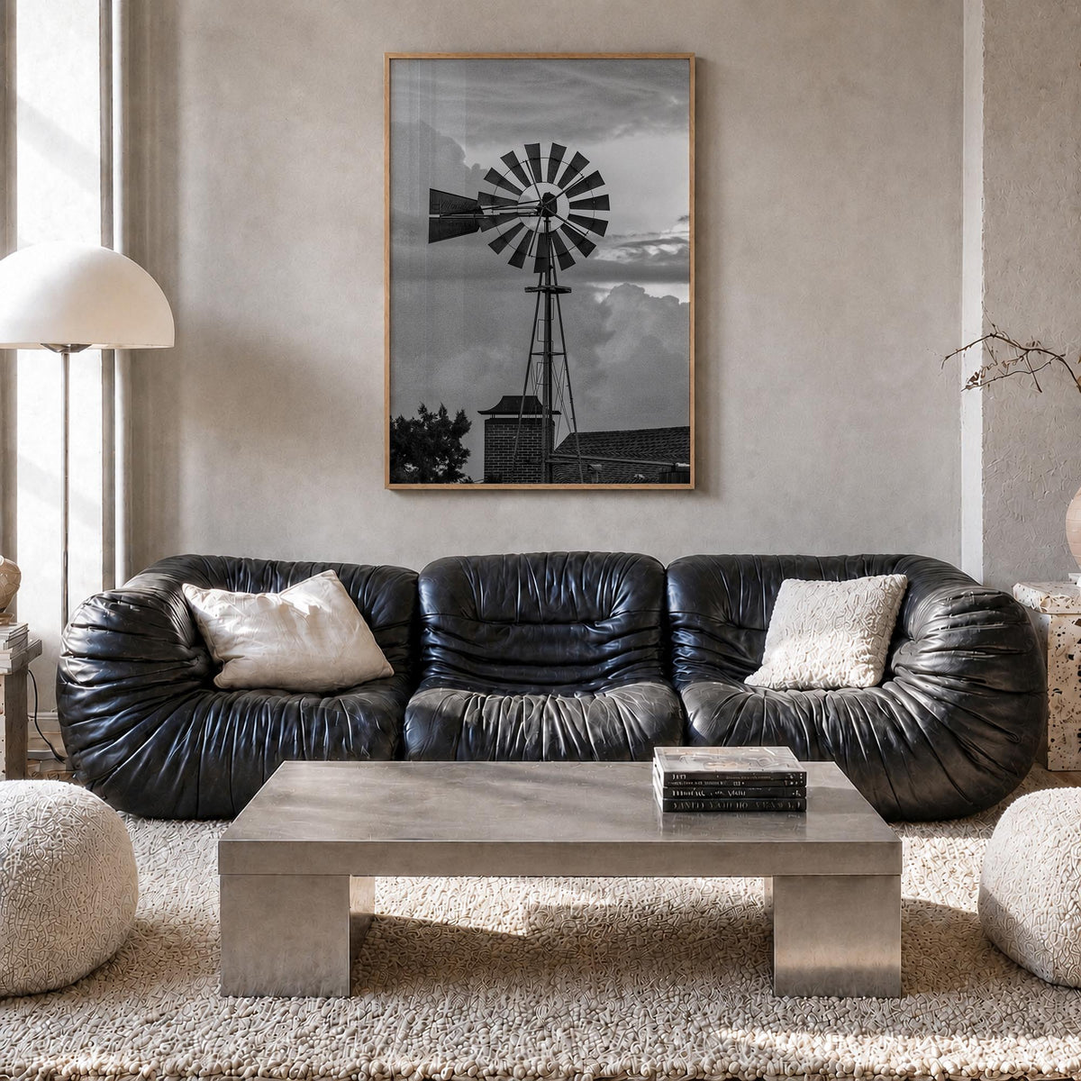 Texas no. 4 black & white photo poster of United States – vertical wall art in natural wood frame, hanging on wall