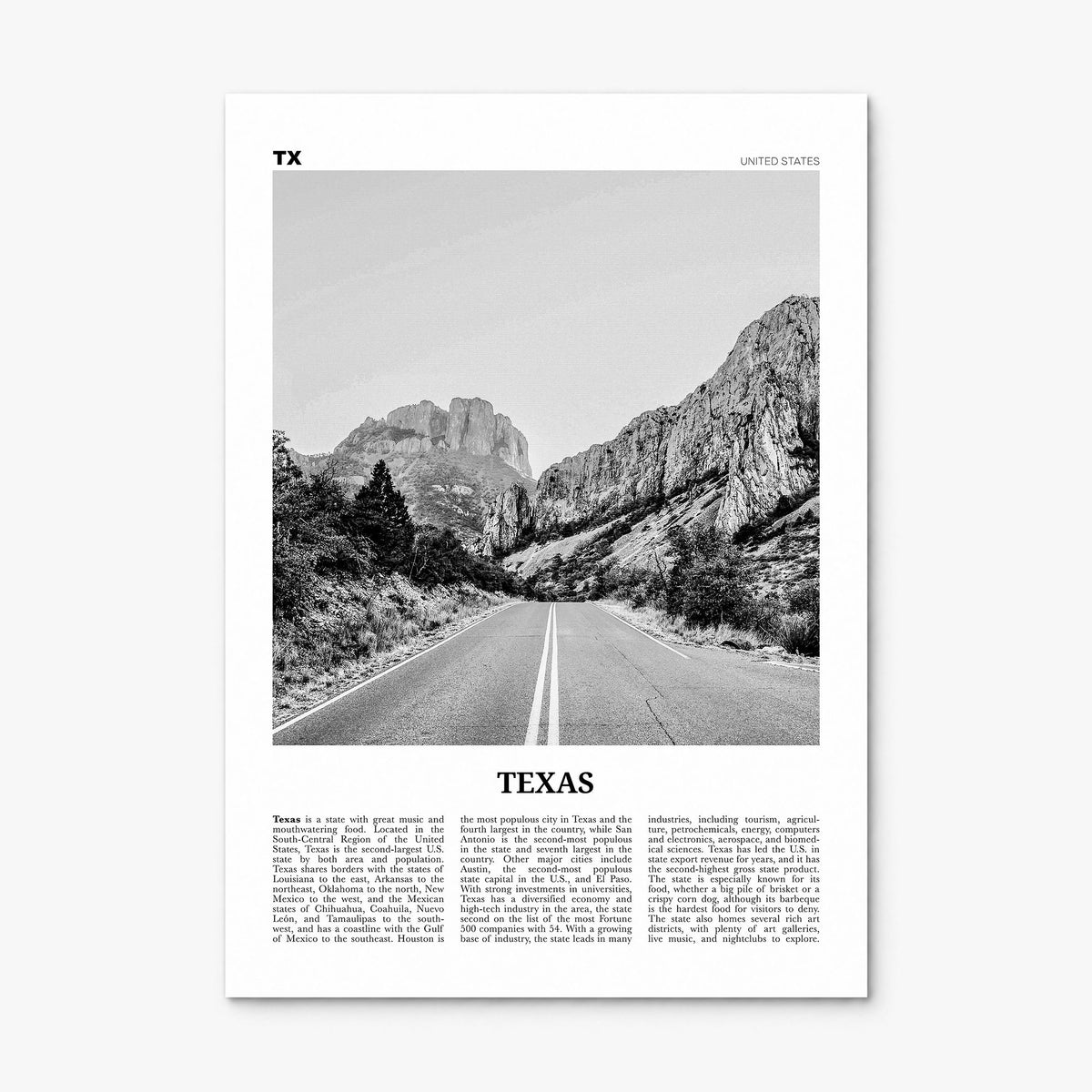 Texas Newspaper No 1 Poster, print only (unframed)