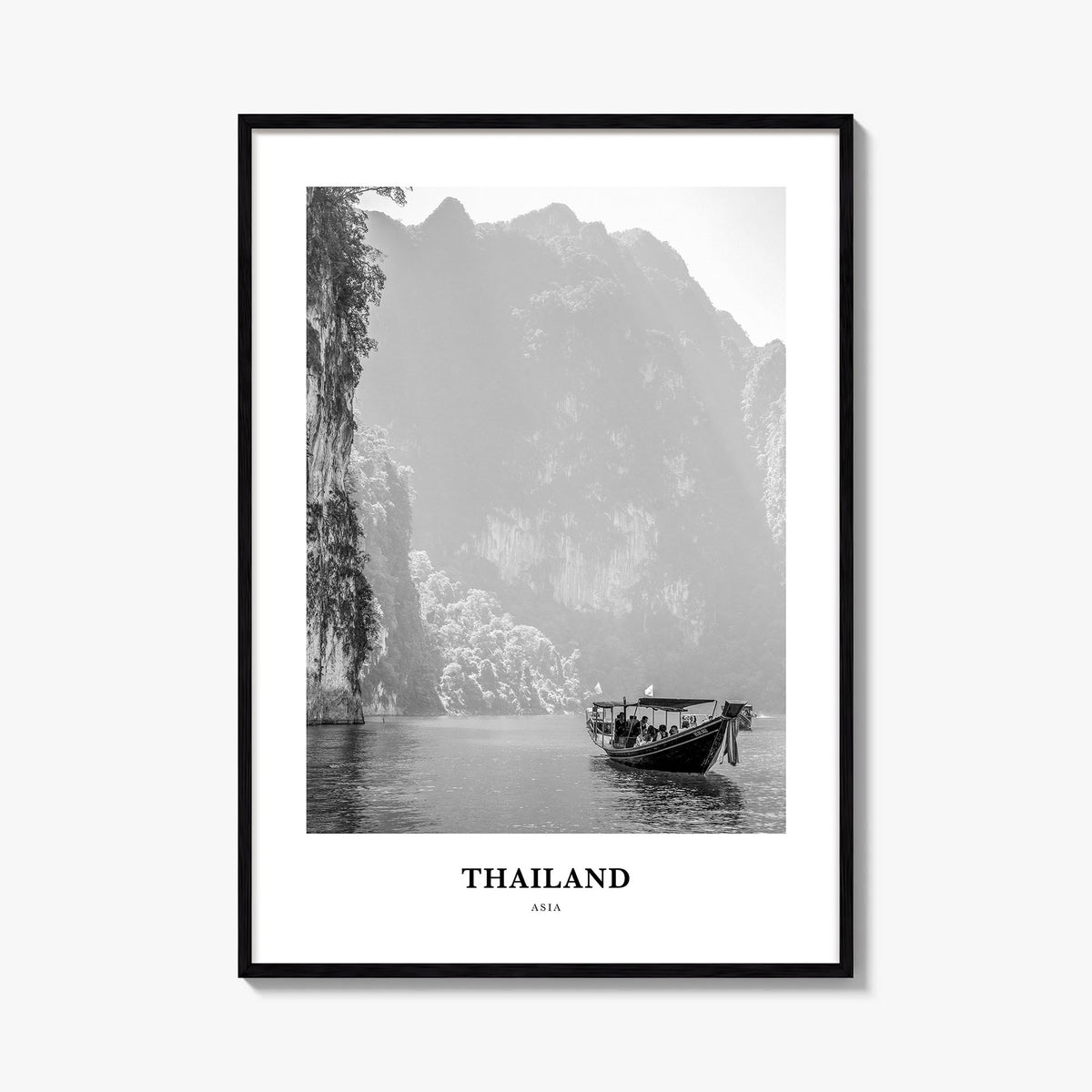 Thailand no. 1 black & white classic poster of Asia – vertical wall art, unframed print shown in interior mockup