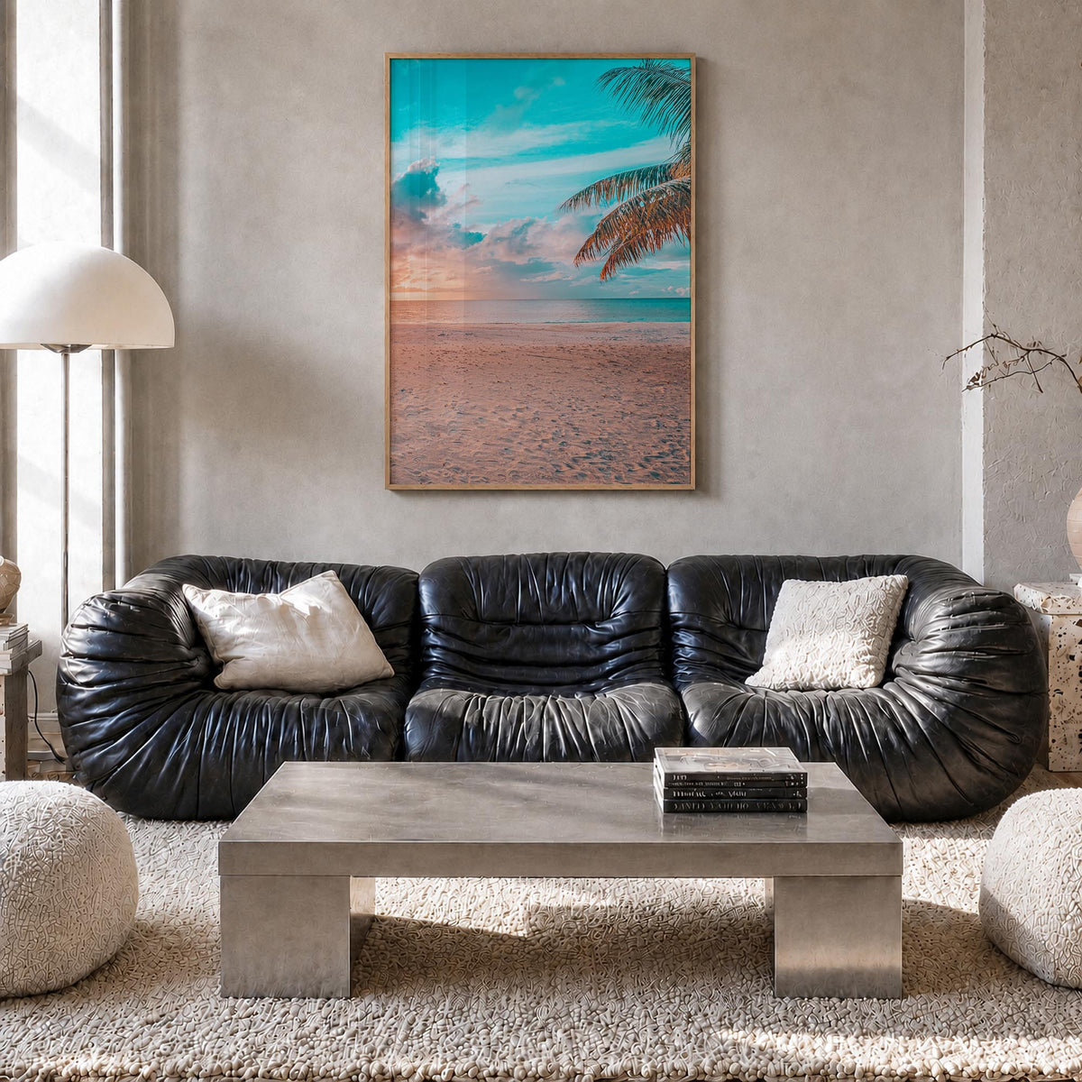 The Bahamas no. 2 colorful photo poster of Caribbean – vertical wall art in natural wood frame, hanging on wall
