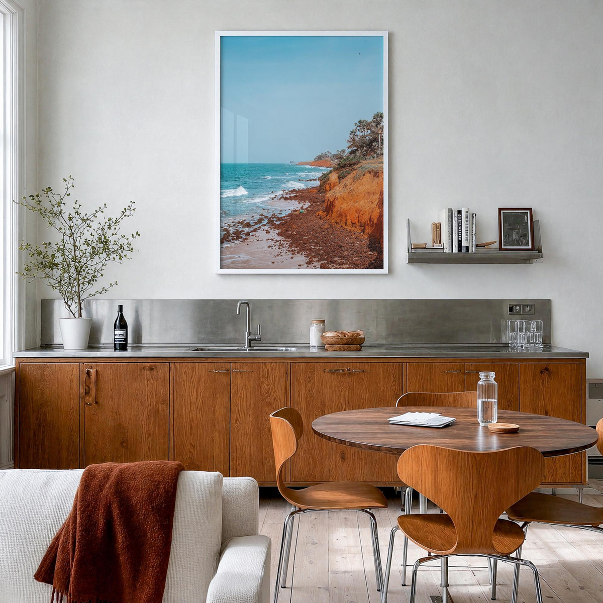 The Gambia colorful photo poster of Africa – vertical wall art in white wood frame, hanging on wall
