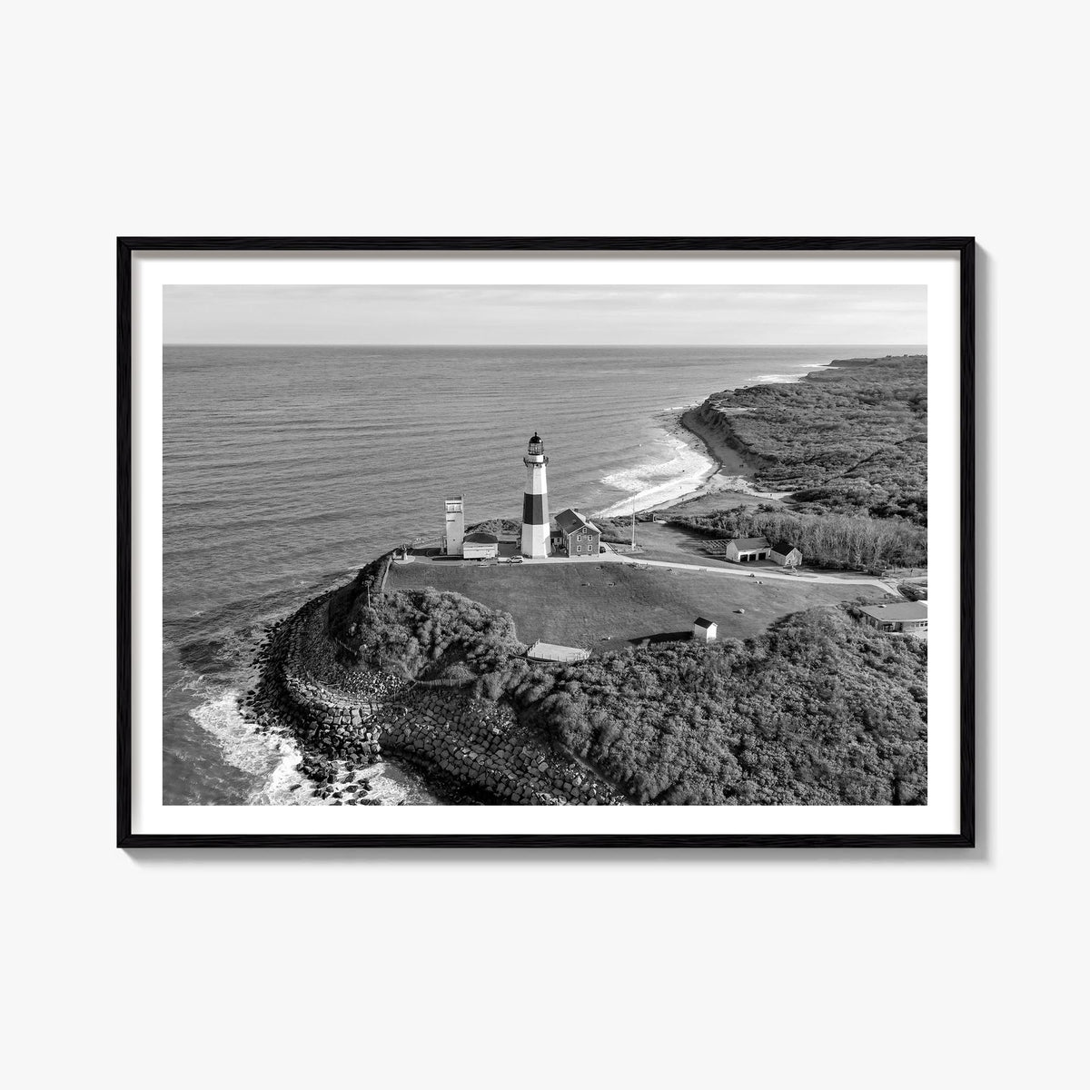 The Hamptons black & white photo poster of Long Island, New York – horizontal wall art, unframed print shown in interior mock