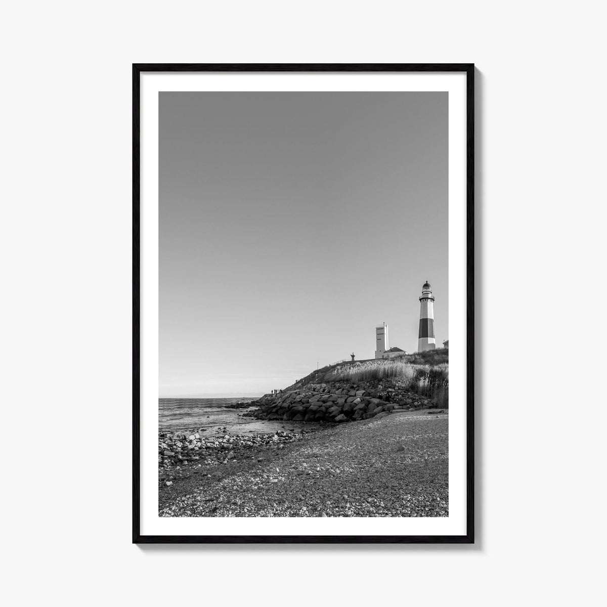 The Hamptons black & white photo poster of Long Island, New York – vertical wall art, unframed print shown in interior mockup