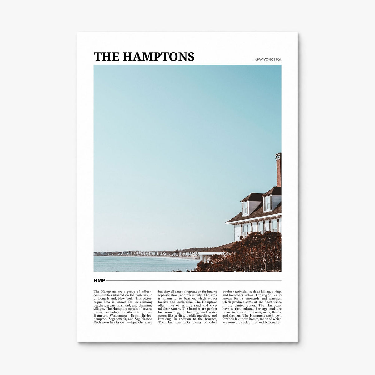 The Hamptons Travel Poster, print only (unframed)