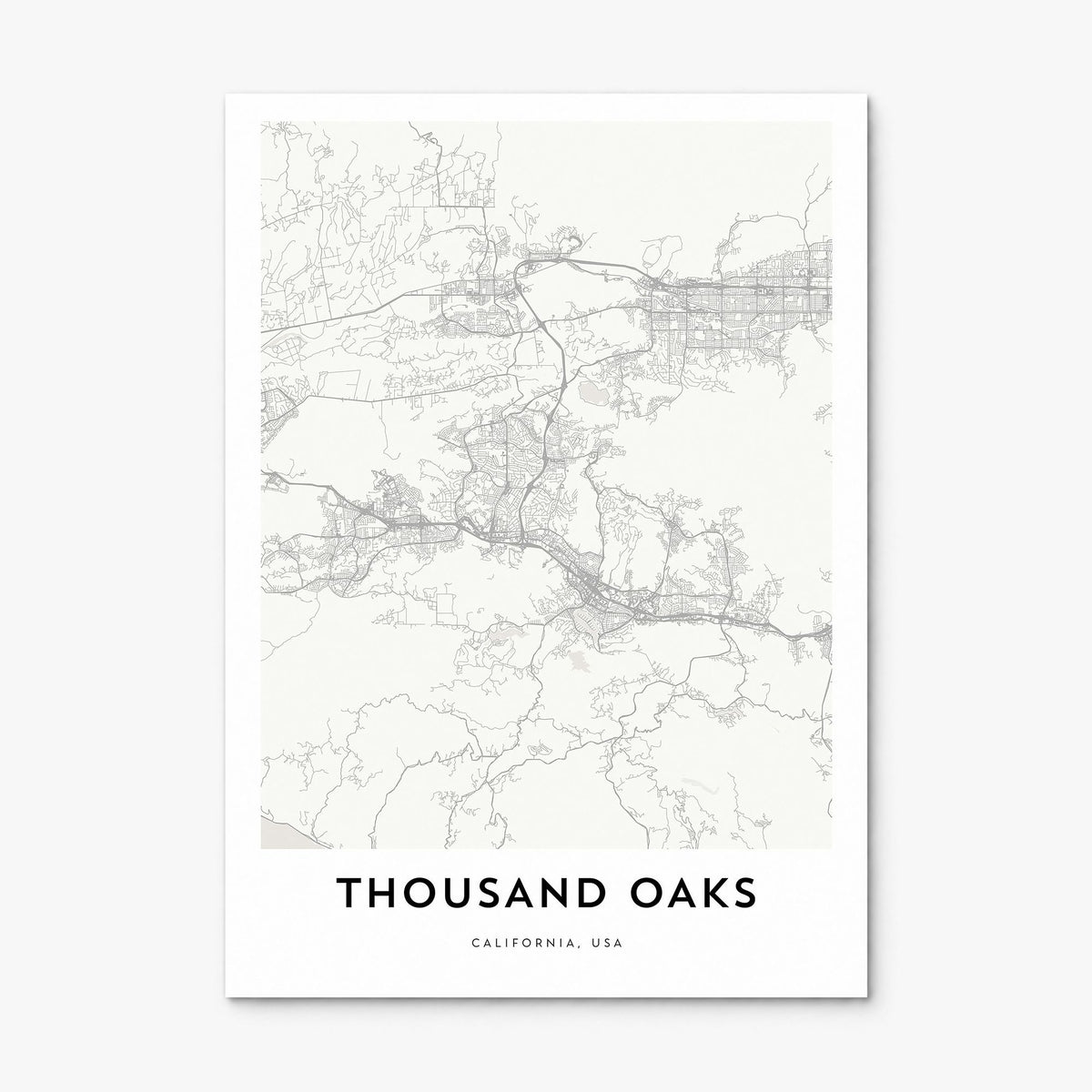Thousand Oaks Map Poster, print only (unframed)