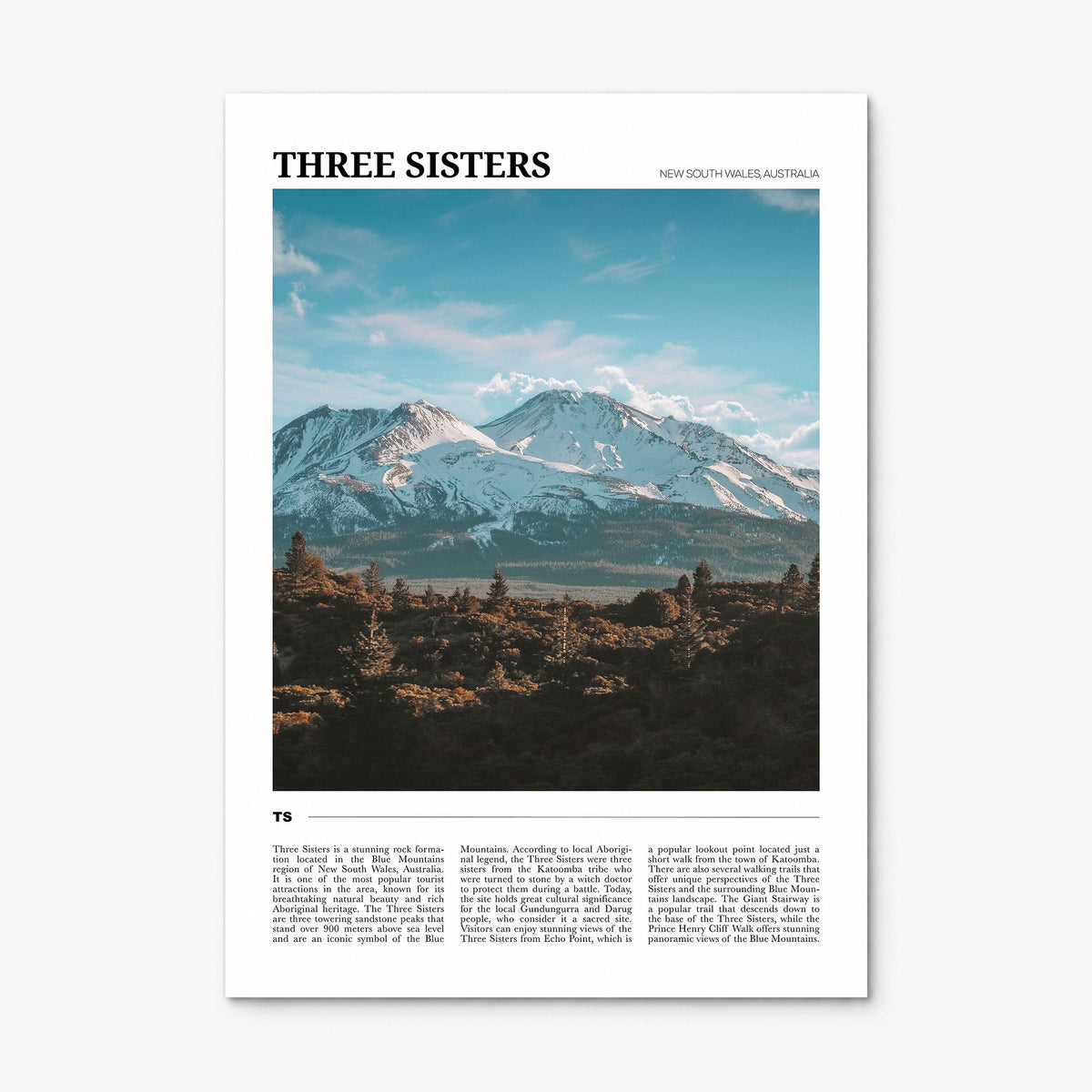 Three Sisters Travel Poster, print only (unframed)