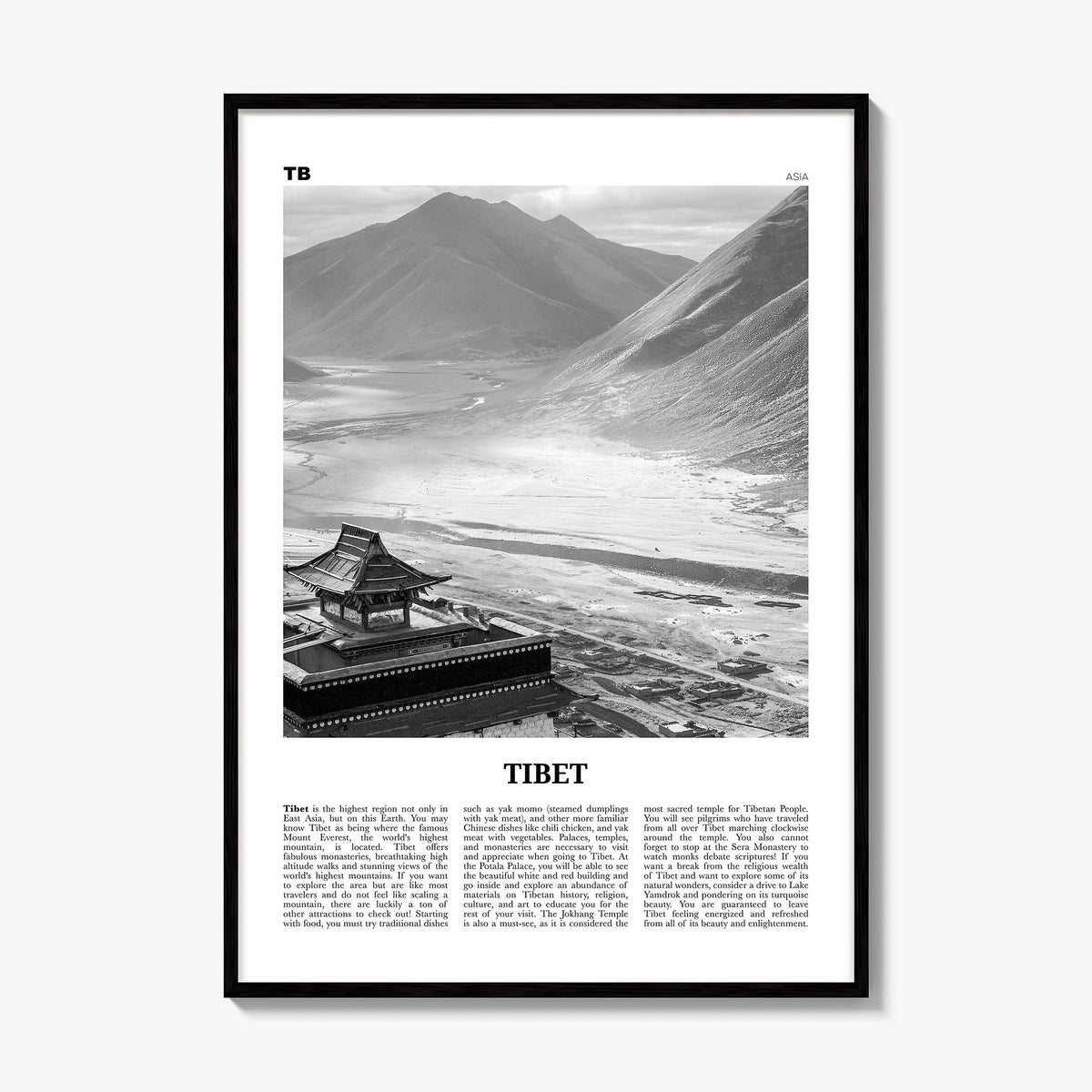 Tibet Newspaper Poster, framed poster mockup
