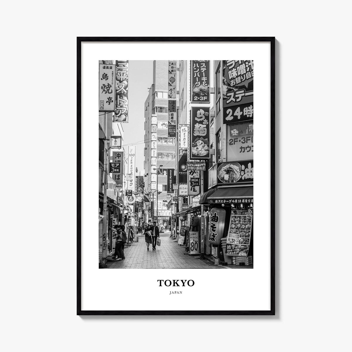 Tokyo no. 1 black & white classic poster of Japan – vertical wall art, unframed print shown in interior mockup