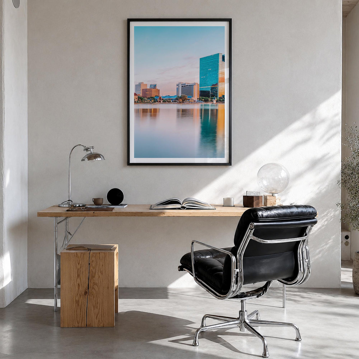 Toledo, Ohio colorful photo poster of Ohio, USA – vertical wall art in black wood frame with white border, hanging on wall