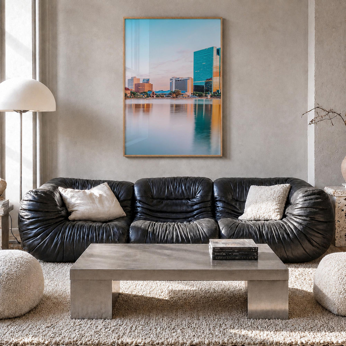 Toledo, Ohio colorful photo poster of Ohio, USA – vertical wall art in natural wood frame, hanging on wall