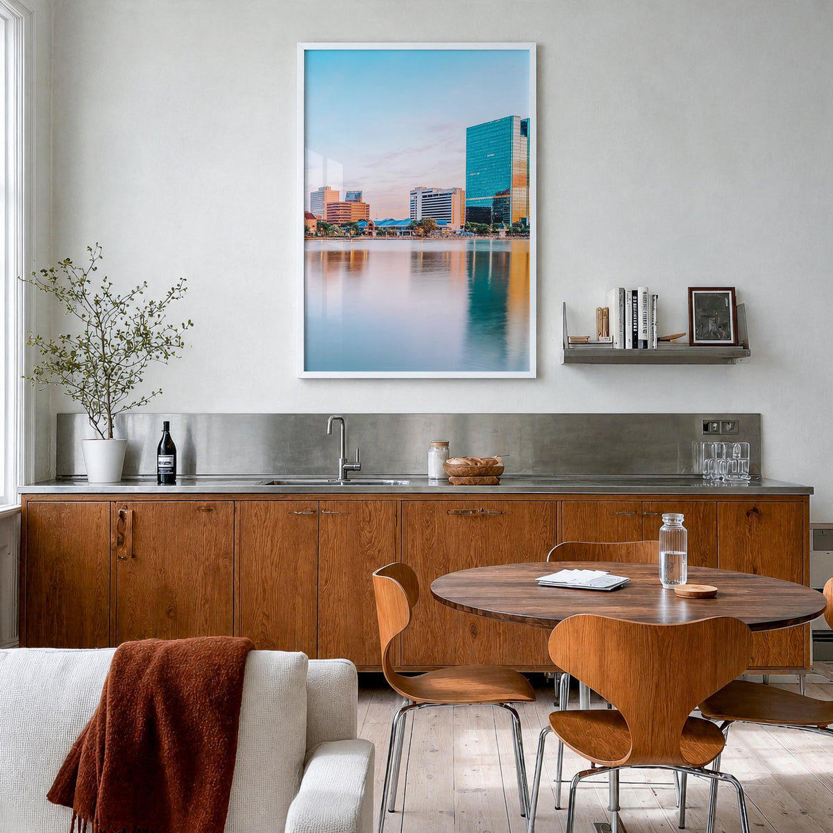 Toledo, Ohio colorful photo poster of Ohio, USA – vertical wall art in white wood frame, hanging on wall