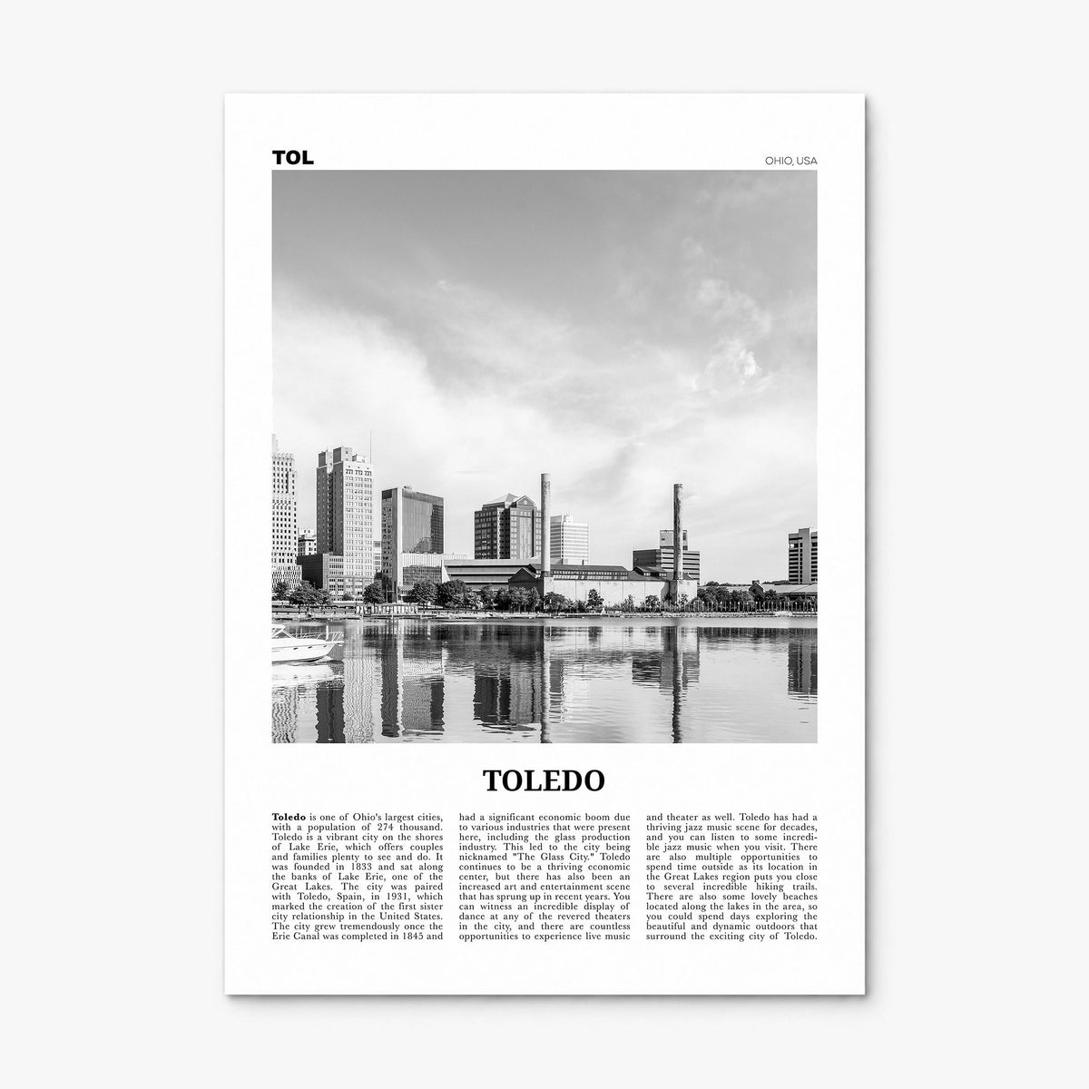 Toledo, Ohio Newspaper Poster, print only (unframed)