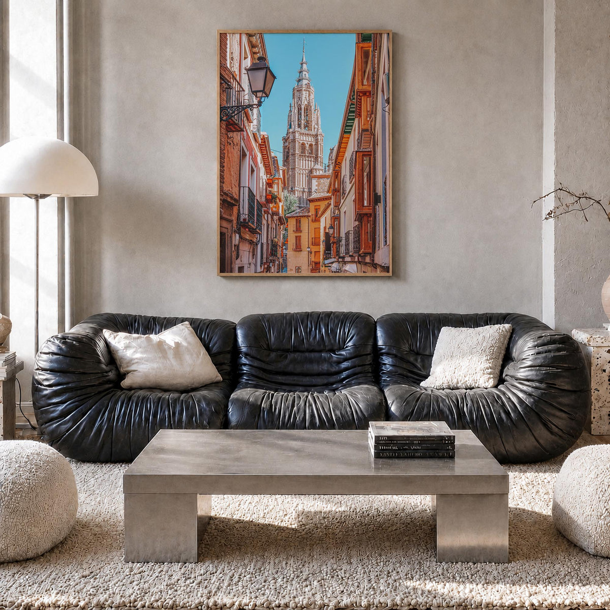 Toledo, Spain no. 1 colorful photo poster of Spain – vertical wall art in natural wood frame, hanging on wall
