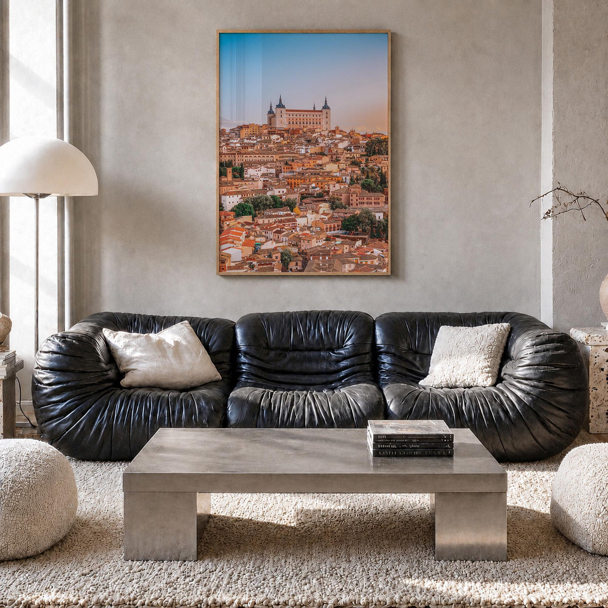 Toledo, Spain no. 2 colorful photo poster of Spain – vertical wall art in natural wood frame, hanging on wall