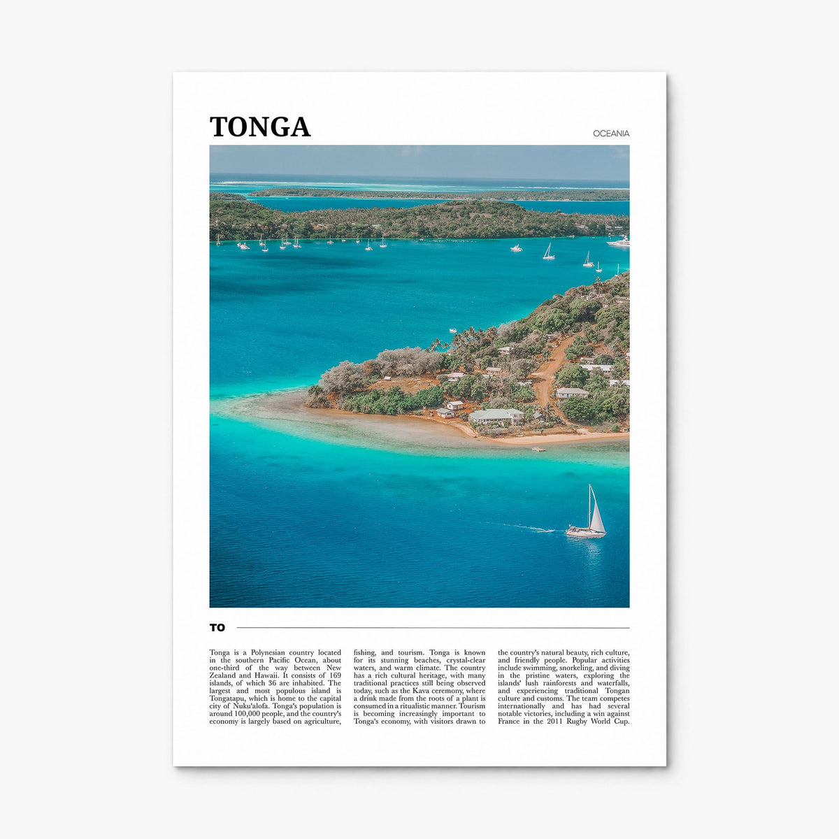 Tonga Travel Poster, print only (unframed)