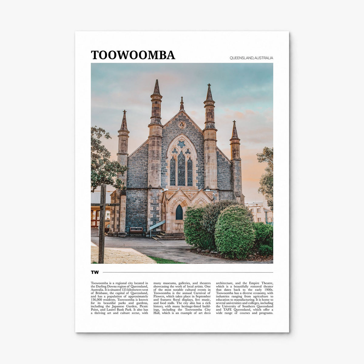 Toowoomba Travel Poster, print only (unframed)
