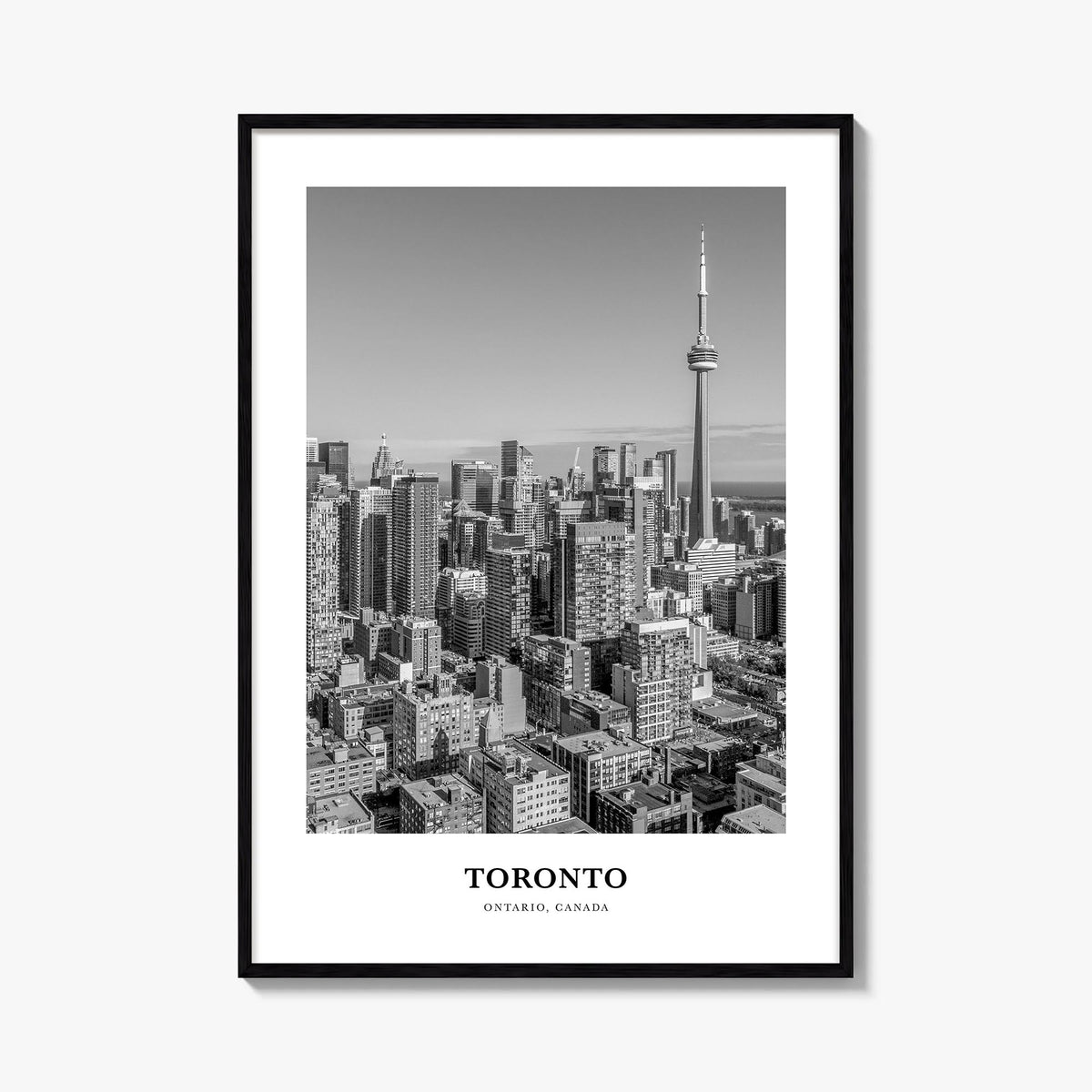 Toronto no. 1 black & white classic poster of Ontario, Canada – vertical wall art, unframed print shown in interior mockup