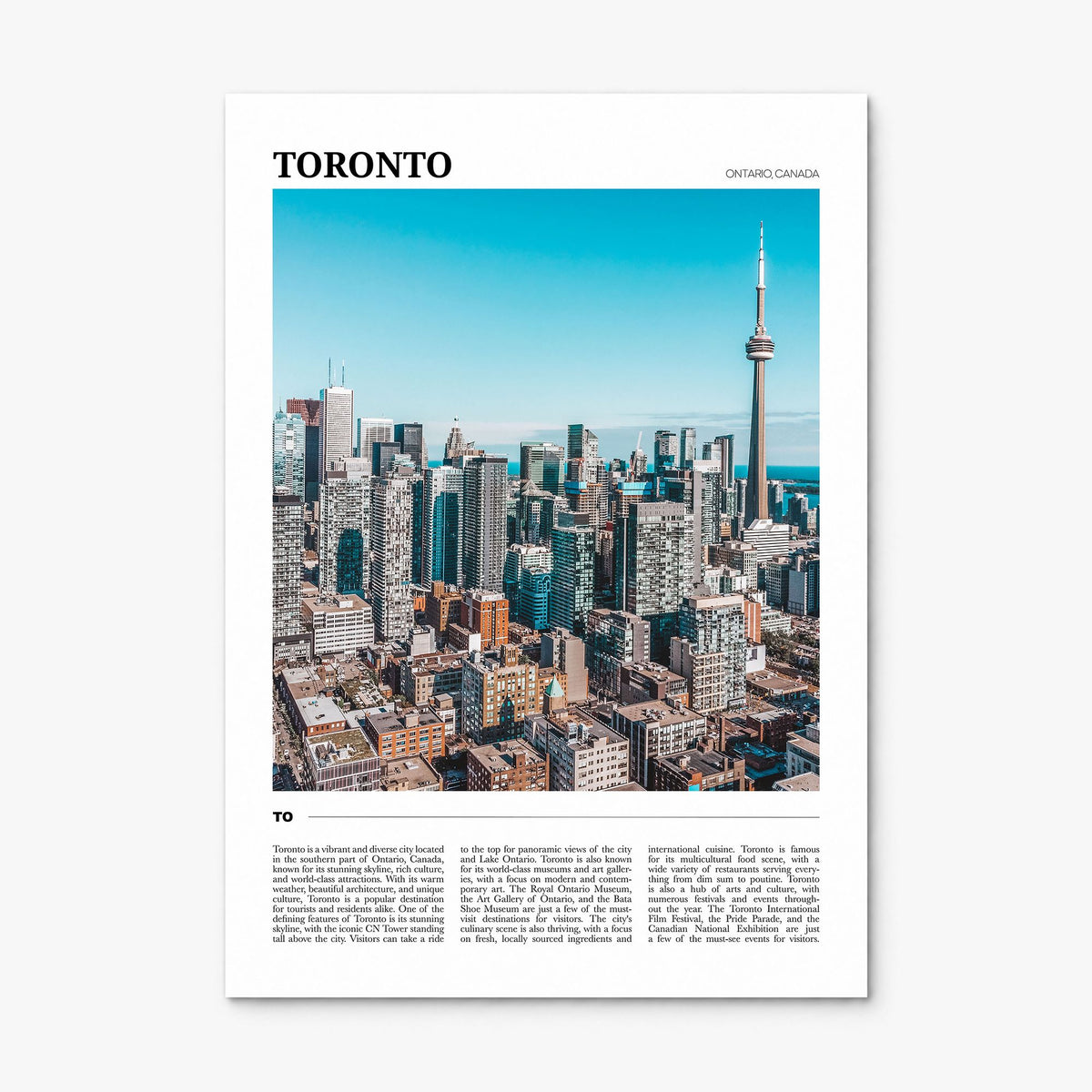 Toronto Travel Poster, print only (unframed)