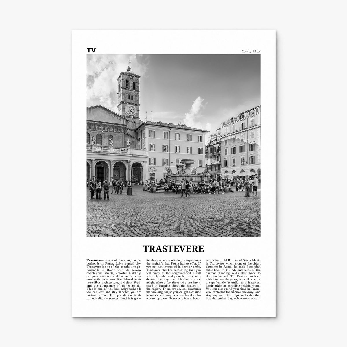 Trastevere Newspaper Poster, print only (unframed)