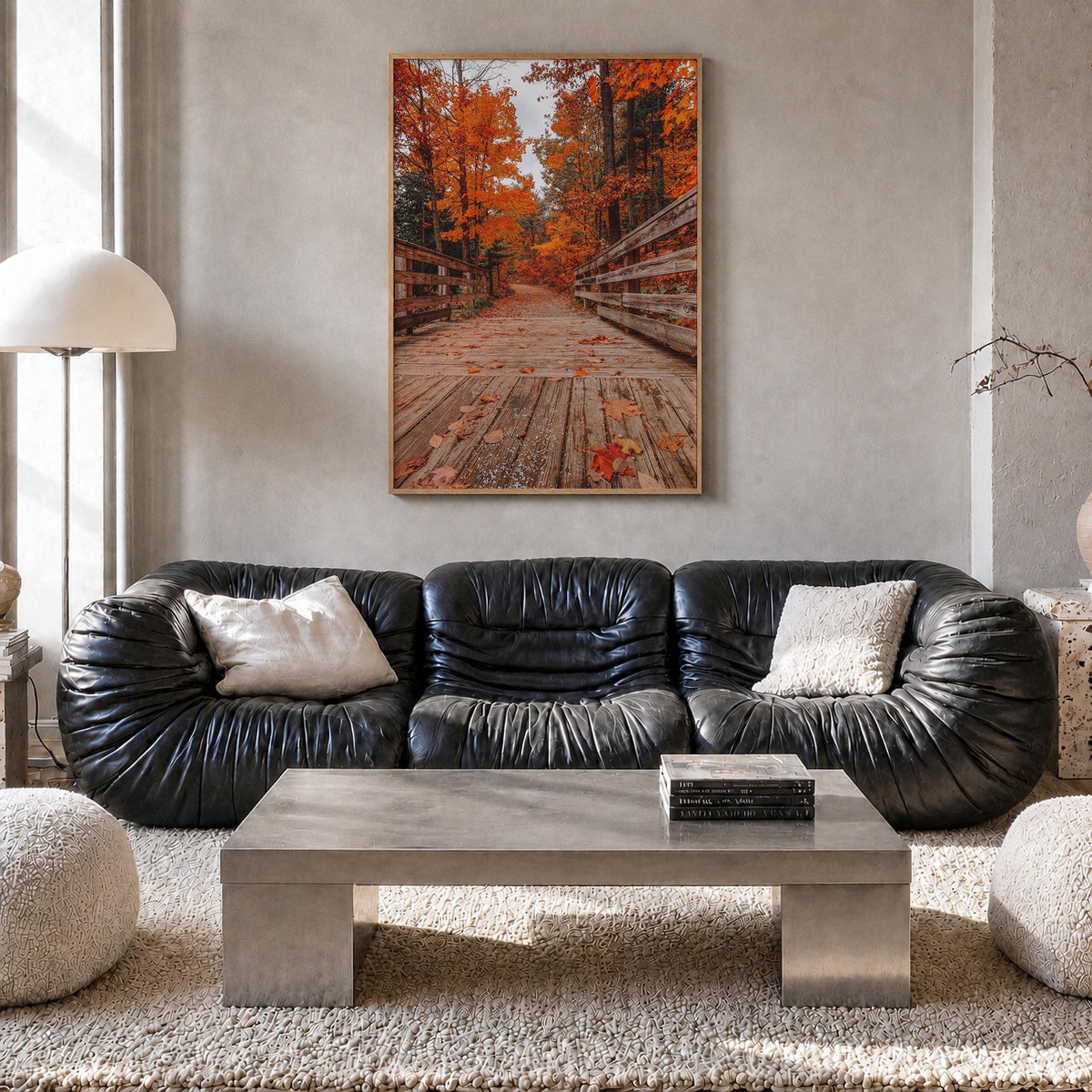 Traverse City no. 2 colorful photo poster of Michigan, USA – vertical wall art in natural wood frame, hanging on wall