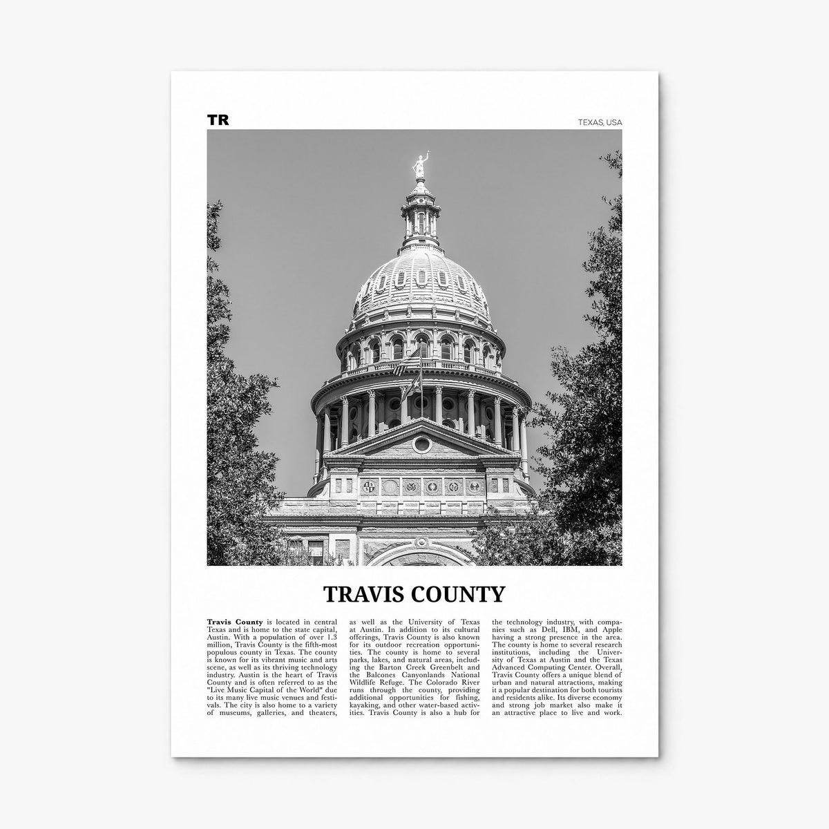 Travis County Newspaper Poster, print only (unframed)