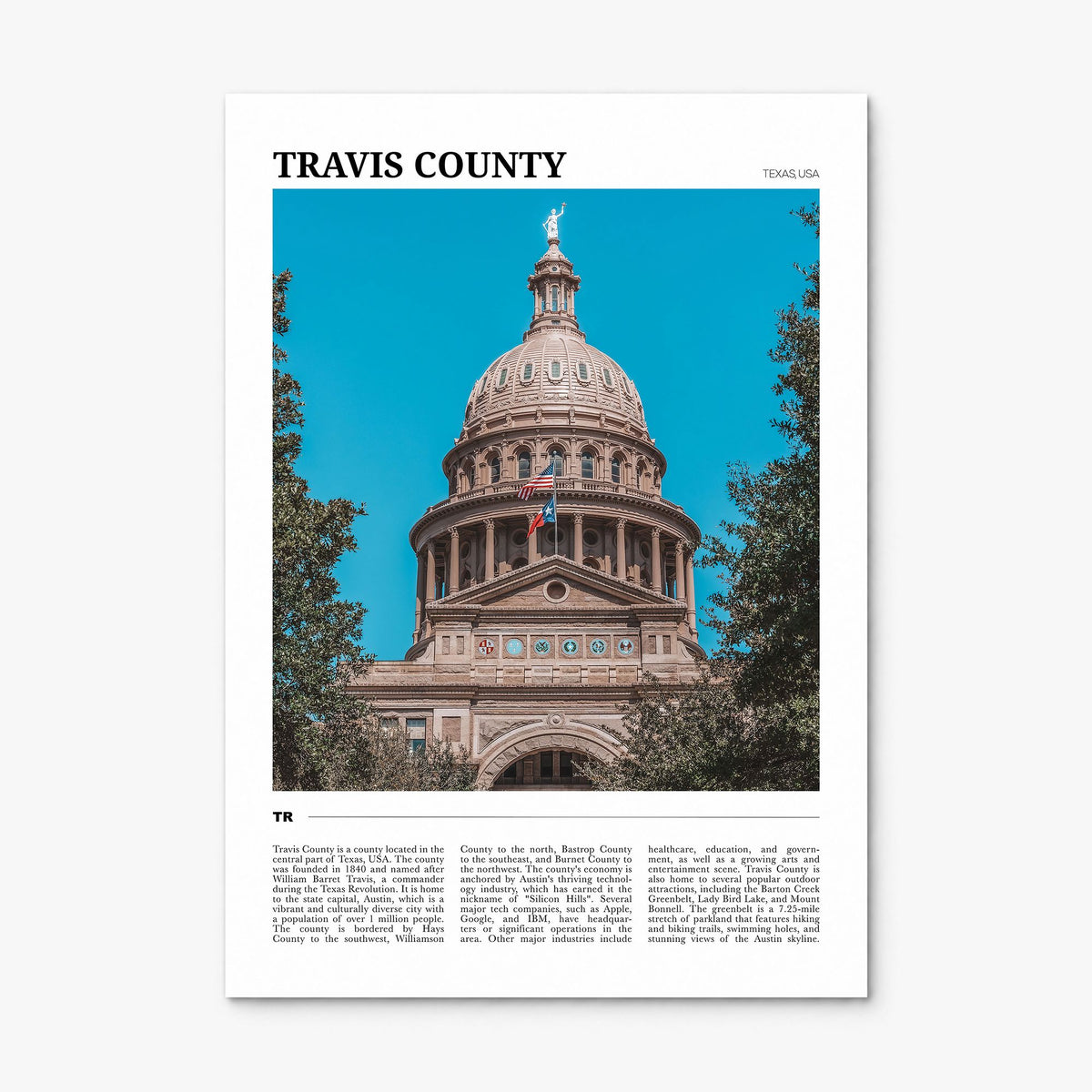 Travis County Travel Poster, print only (unframed)
