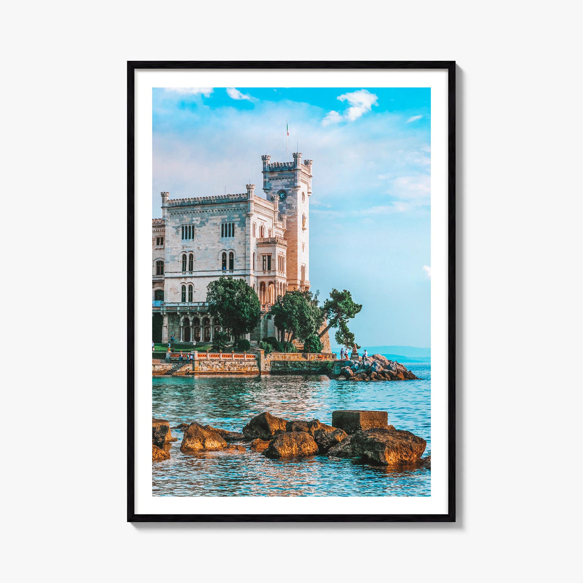 Trieste colorful photo poster of Italy – vertical wall art, unframed print shown in interior mockup