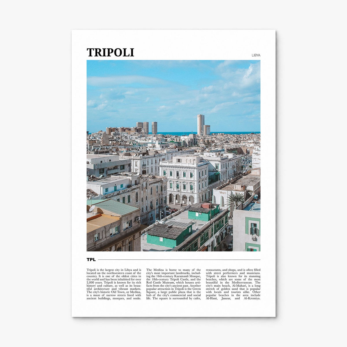 Tripoli, Libya Travel Poster, print only (unframed)