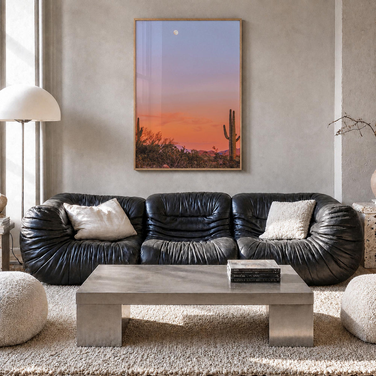 Tucson no. 3 colorful photo poster of Arizona, USA – vertical wall art in natural wood frame, hanging on wall