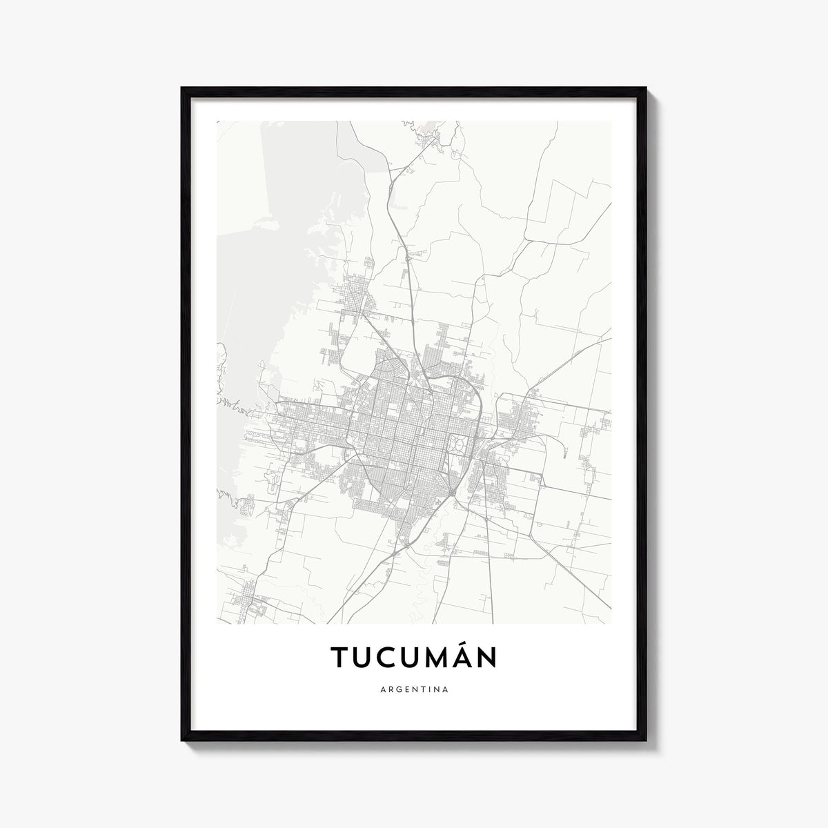 Tucumán black & white map poster of Argentina – vertical wall art, unframed print shown in interior mockup
