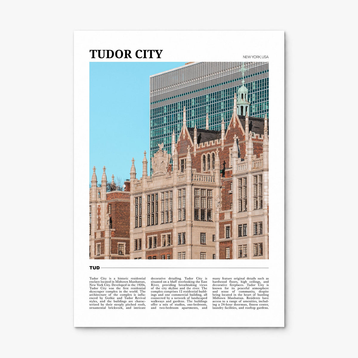 Tudor City Travel Poster, print only (unframed)