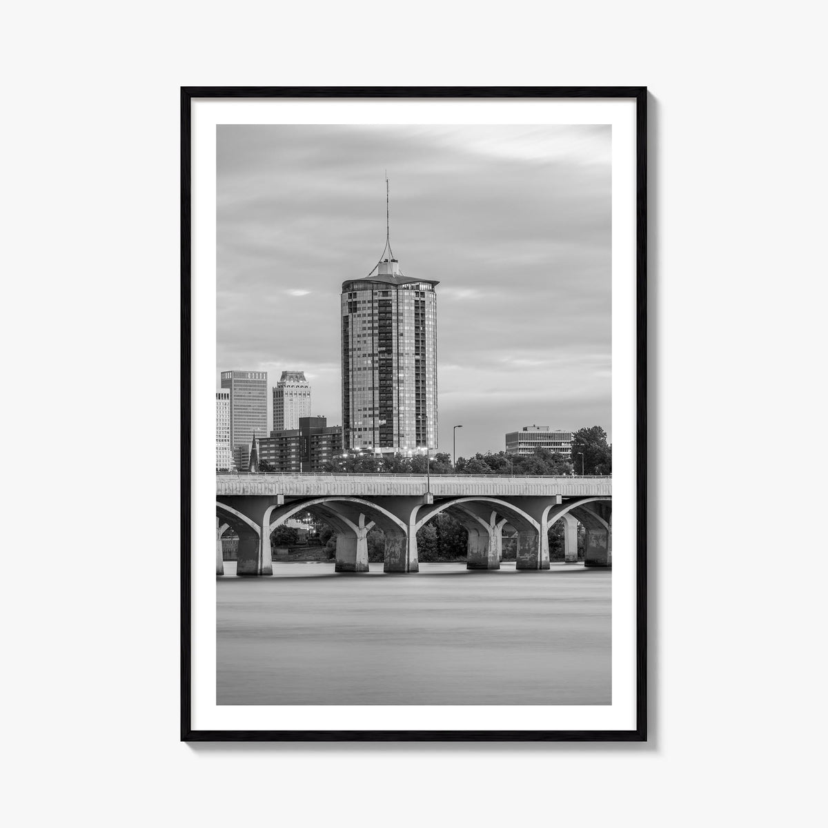 Tulsa no. 1 black & white photo poster of Oklahoma, USA – vertical wall art, unframed print shown in interior mockup