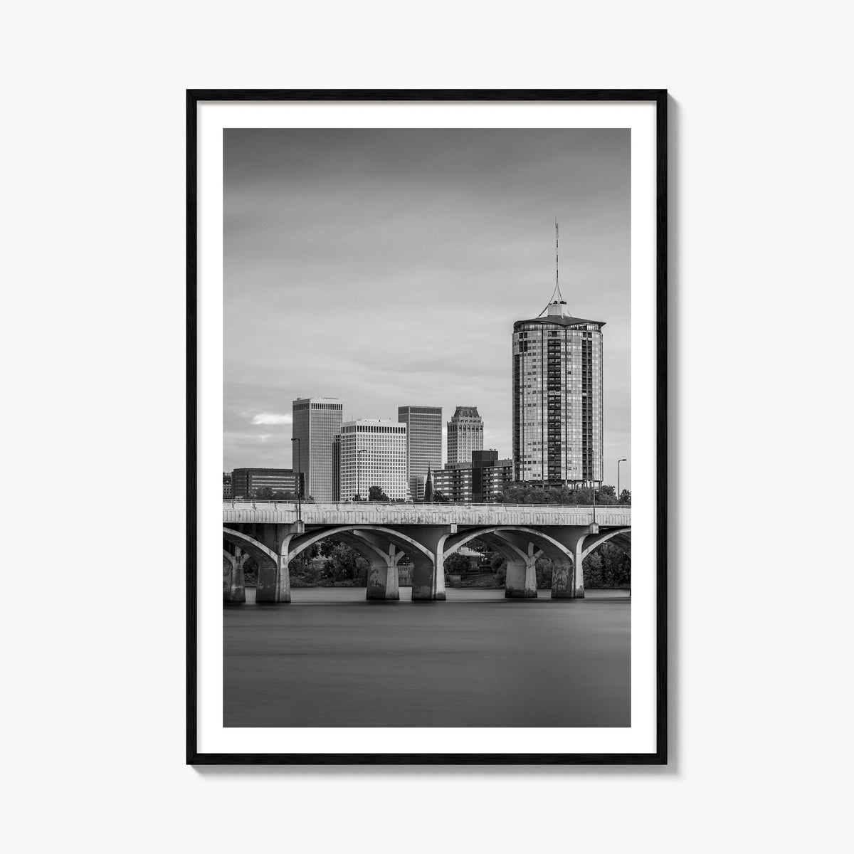 Tulsa no. 2 black & white photo poster of Oklahoma, USA – vertical wall art, unframed print shown in interior mockup