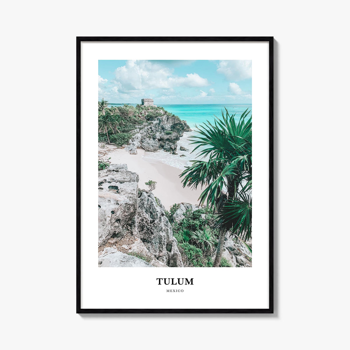 Tulum colorful classic poster of Mexico – vertical wall art, unframed print shown in interior mockup